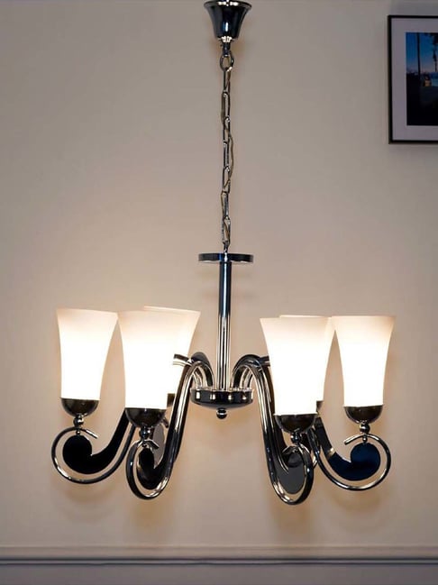 Kapoor Lamp Shades Antique Brass & Champagne Catalina 5 Light Chandelier