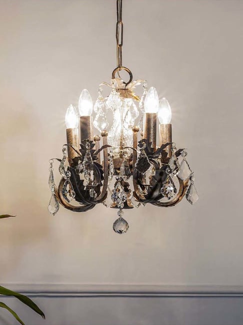 Kapoor Lamp Shades Antique Brass Metal Fabia 3 Light Chandelier