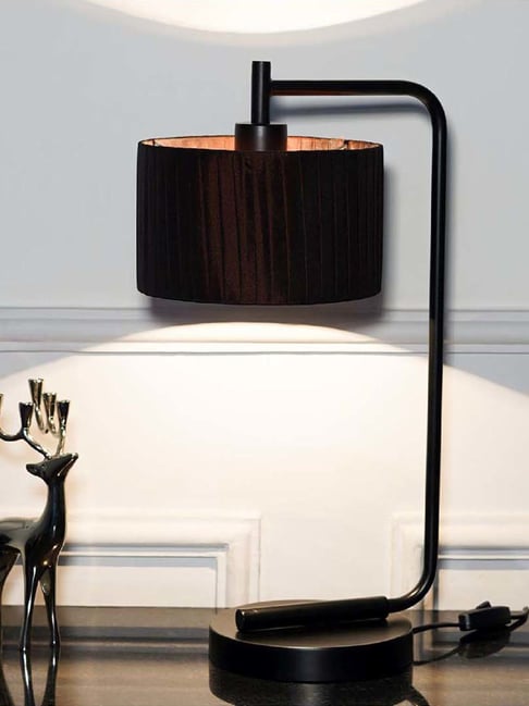 Kapoor Lamp Shades Black Metal Bond Study Table Lamp With Silk Shade
