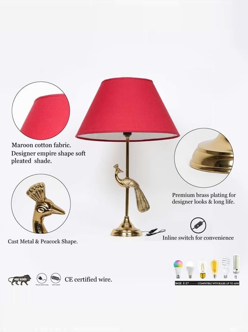 Kapoor Lamp Shades Aluminium Torre Brass Finish Table Lamp With Cotton Shade