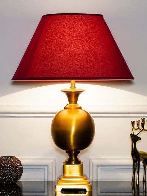 Kapoor Lamp Shades Gold Metal Faris Table Lamp With Cotton Shade