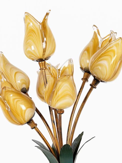 Buy Kapoor Lamp Shades Green & Yellow Glass Zack Tulips Table Lamp