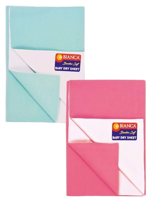 Bianca Smart Dry Pink & Sea Green Anti-Bacterial Baby Mattress Protector Medium - Set of 2