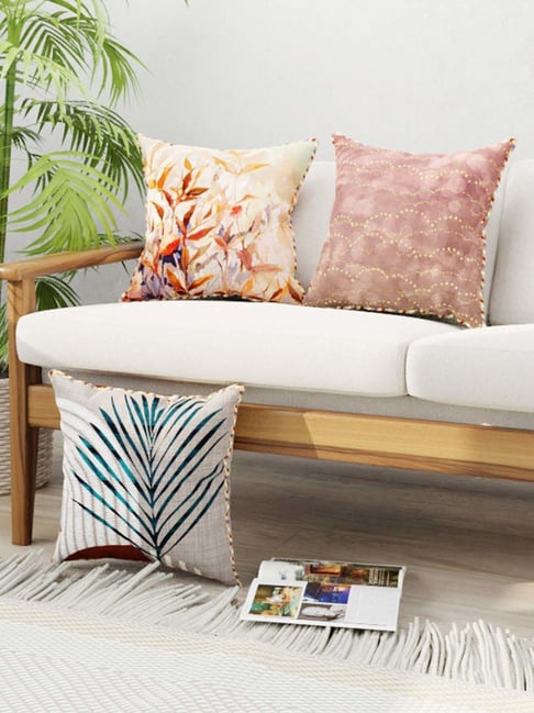 Bianca Suzane Earthy & Beige Micro Fiber Reversible Printed Cushion Covers - Set of 3-image-48