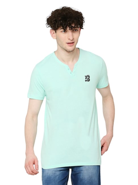 Being Human Green Regular Fit Logo Print V Neck T-Shirt