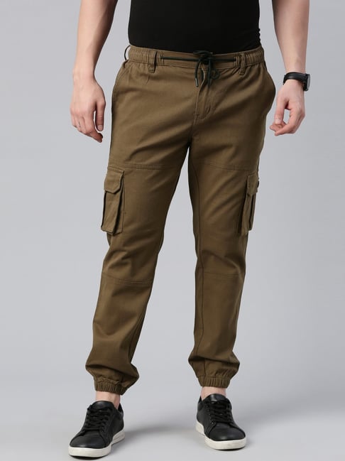 Buy CINOCCI Brown Cotton Slim Fit Jogger Pants for Mens Online Tata CLiQ