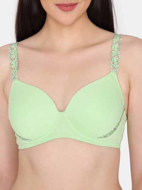 Clovia Mint Green Cotton Full Coverage Non-Wired T-Shirt Bra