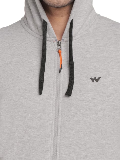 Buy Wildcraft Light Grey Regular Fit Hooded Sweatshirt for Men's