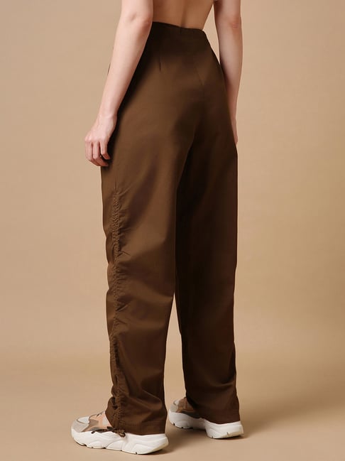 Buy Bewakoof Brown Relaxed Fit Mid Rise Pants for Women's Online @ Tata CLiQ