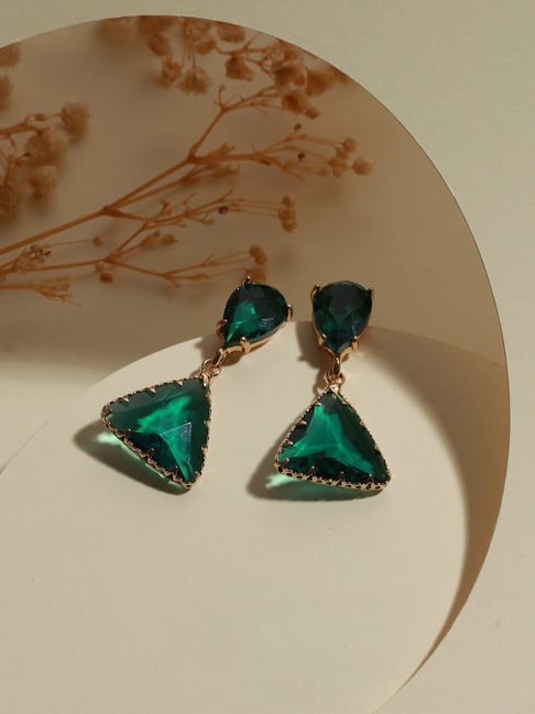 Buy DESTINY JEWEL'S Gold Plated Korean Style Green Stone Decor Drop Earrings  For Women & Girls Cubic Zirconia Alloy Drops & Danglers () Online at Best  Prices in India - JioMart.