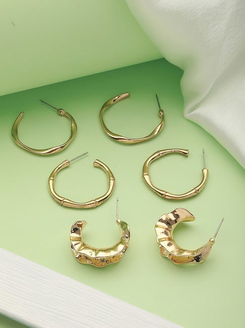 3 pairs hoop earrings - Gold-coloured/Green - Ladies | H&M IN