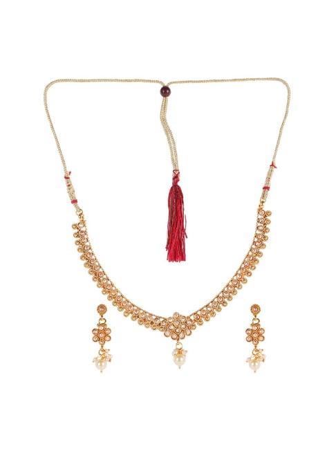 Aatmana Kundan & Pearls Gold-Plated Necklace & Earring Set-picture-32
