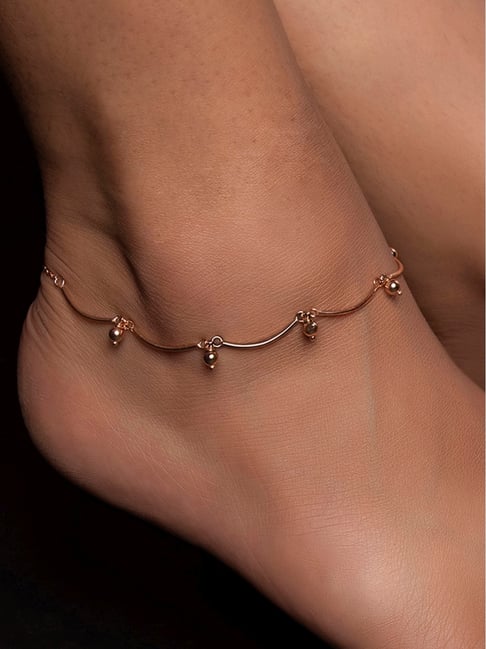 Zavya 925 Sterling Silver Rose Beaded Inflexible Anklets For Women-picture-30