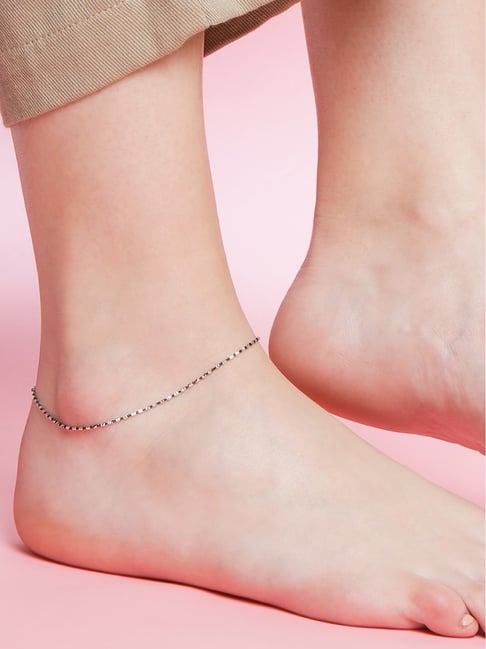 Zavya 925 Sterling Silver Radiant Charms with Beads Flexible Anklets For Women-picture-26