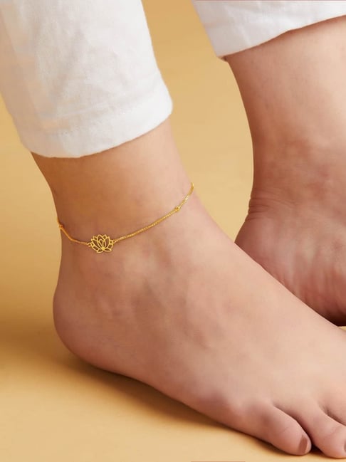 Zavya 925 Sterling Silver Lotus Chained Flexible Anklets For Women-picture-28