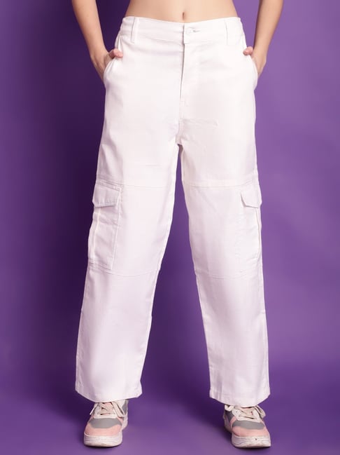 TAG 7 White Cotton Mid Rise Cargo Pants-picture-17
