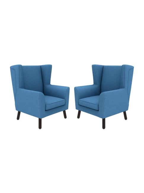 Godrej Interio Leisure Blue Solid Wood Wing Chair
