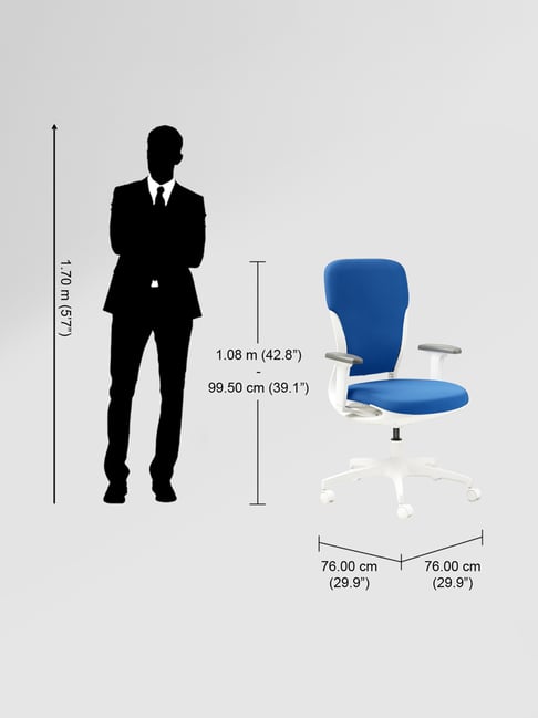 Buy Godrej Interio Motion Royal Blue White Poly fill High Back