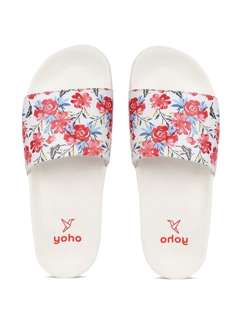 Buy Yoho Women's Tropica White Slides for Women at Best Price