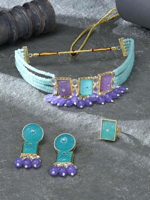 Purple Turquoise Necklace and Earrings newest Set