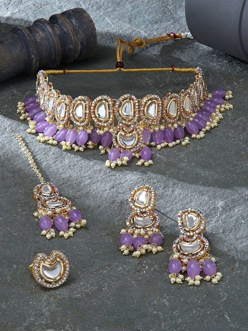Buy Tvayaa Art Small Size Stud Earrings Silver Oxidised Light Purple Color  Stone Women Jewellery Online at Best Prices in India - JioMart.