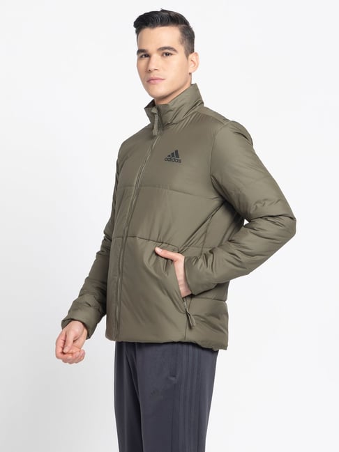 ジャケット・アウター olive Buy adidas Olive Regular Fit 3 Striped Sports Jacket for Men's