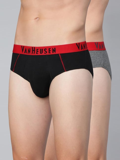 Van Heusen Innerwear Black Cotton Regular Fit Striped Briefs