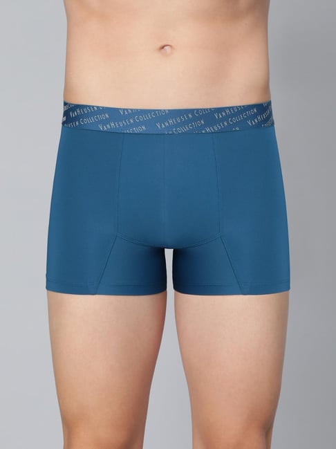 Van Heusen Regular Fit 4 Way Stretch 3D Logo Waistband Solid Tactel Trunks - Deep Water-picture-26