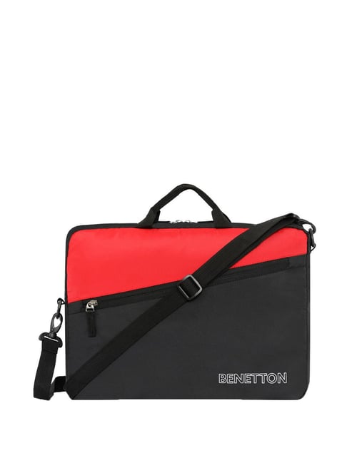 Buy United Colors of Benetton Black Red Laptop Messenger Bag