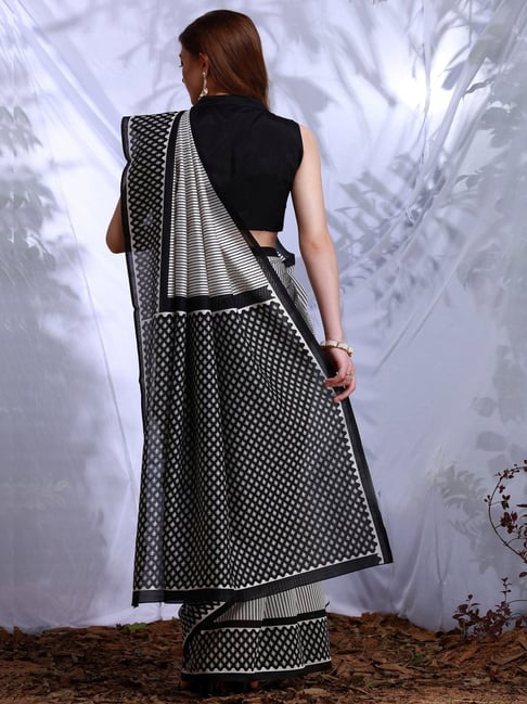 Black Striped Saree - Buy Black Striped Saree online in India