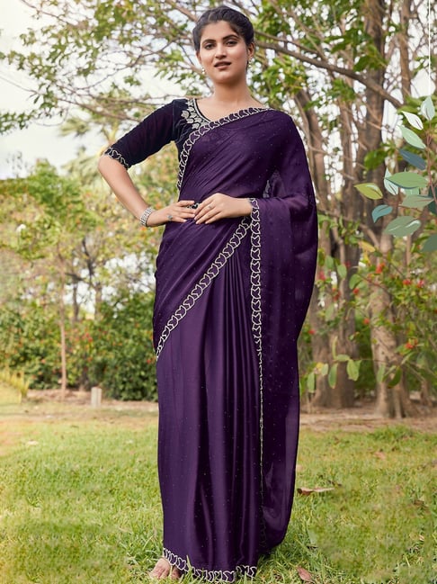 Buy Purple Sarees for Women by MRINALIKA FASHION Online | Ajio.com