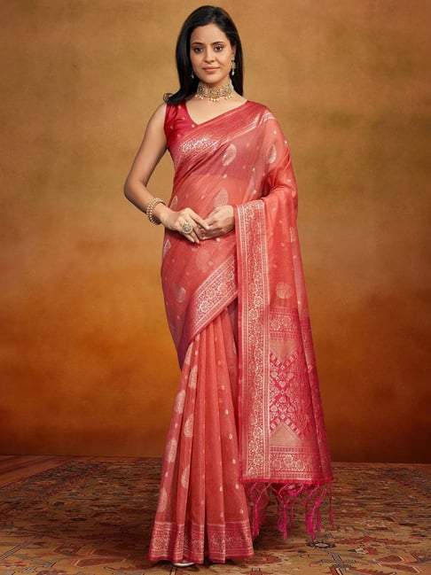 Peach Heavy Designer Saree with Designer Blouse – Yes We Shop