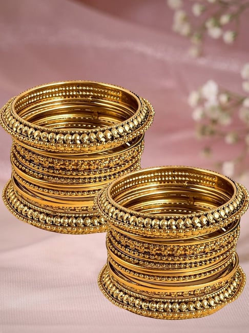 Oomph Antique Gold Bangles Set of 32