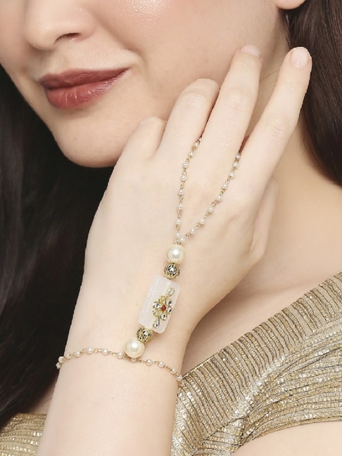 ACEDRE Ring Bracelet Hand Chain Pearl Finger Ring Bracelets India | Ubuy