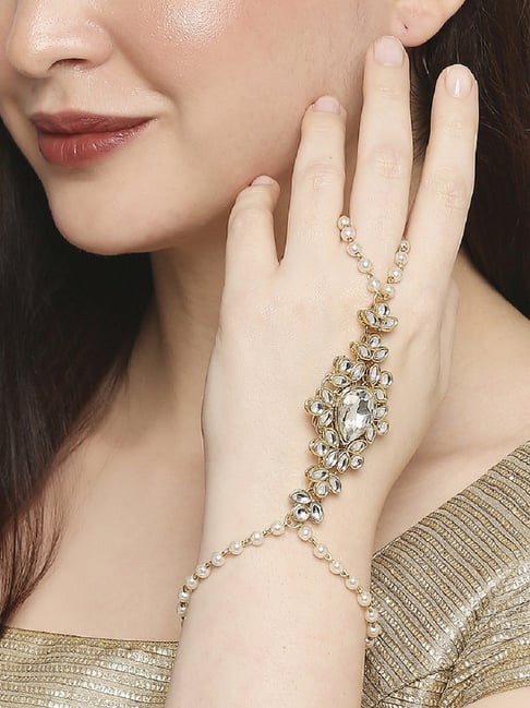 Acedre Ring Bracelet Hand Chain Pearl Finger Ring India | Ubuy