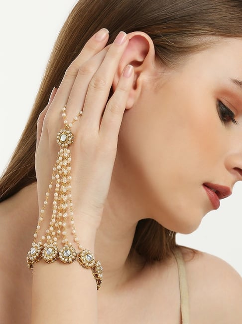 Oomph Gold Tone Kundan Floral Ethnic Hand Harness-picture-28