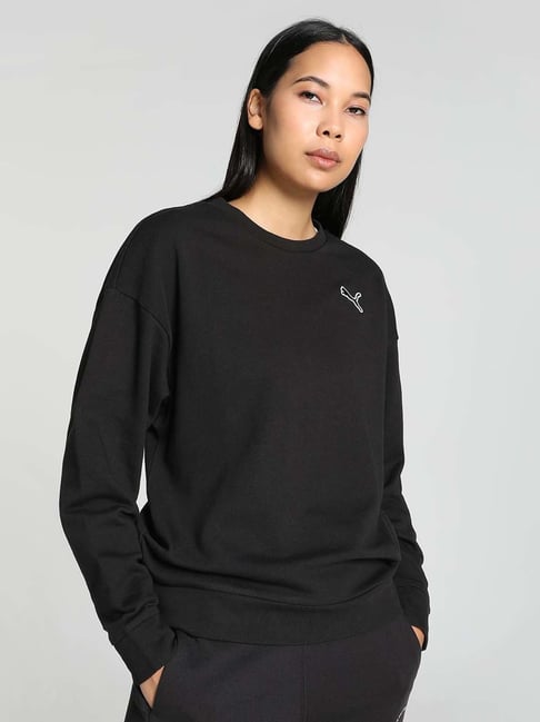 Puma Black Cotton Comfort Fit Sweatshirt