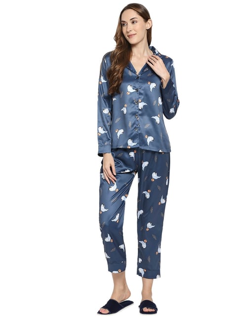 Navy best sale satin pyjamas