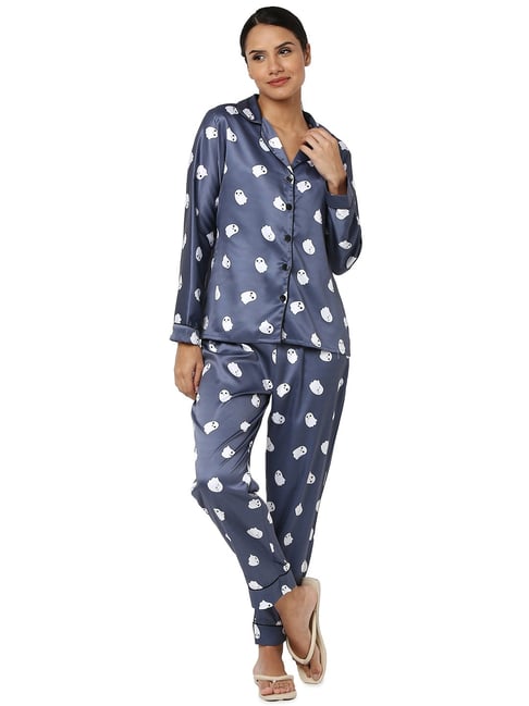 Navy best sale satin pyjamas