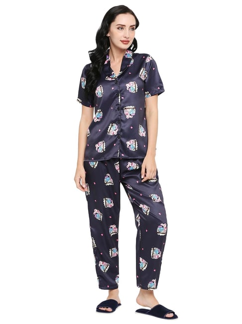 Purple satin online pyjamas