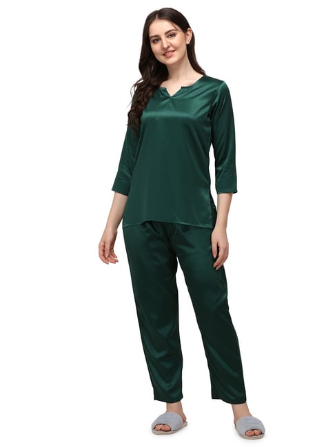 Green satin pyjamas new arrivals