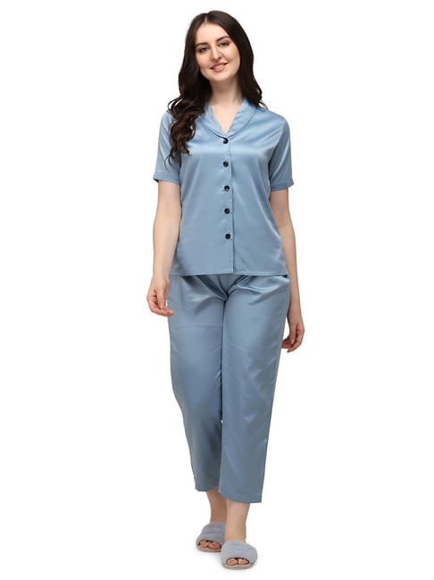 Smarty Pants Blue SatinShirt With Pyjamas-picture-31
