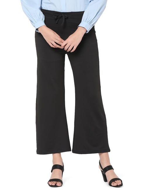 Locca Due Women's Black Lycra Flared Trousers