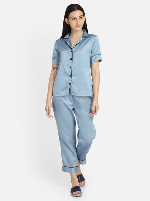 Satin discount blue pyjamas