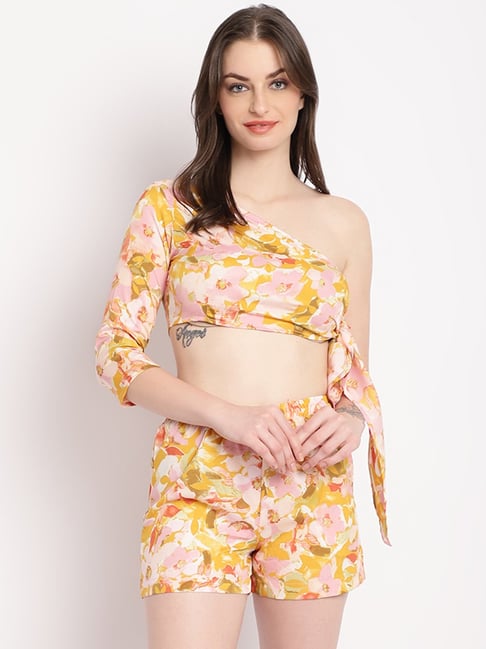 Bright Yellow Floral Co-ord Set For Women Online