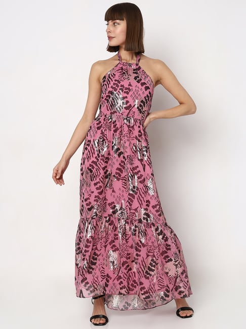 Vero Moda Pink Printed Maxi Dress