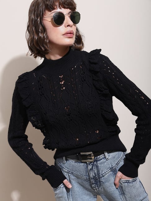 Vero Moda Black Self Design Pullover-picture-35