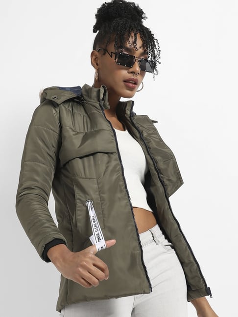 Campus Sutra Green Quilted Pattern Jacket-picture-38