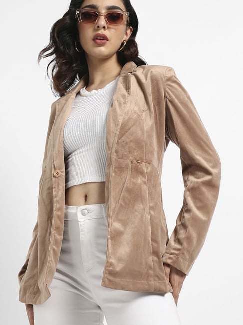 Women's Navy Chrome-Free Leather Jacket | Barneys Originals