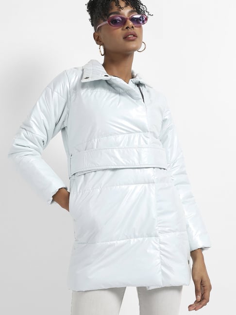 Campus Sutra Silver Quilted Pattern Jacket-picture-48